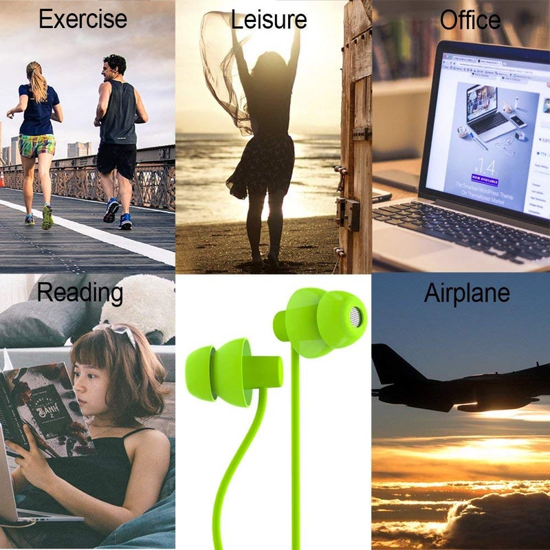 MAXROCK Wired Sleep Earphones Soft Sleep Earbuds Total Silicon Sleeping Headphones with in-line Mic for Cellphones, Mp3, Tablet pocasts 3.5mm, Green - Image 5